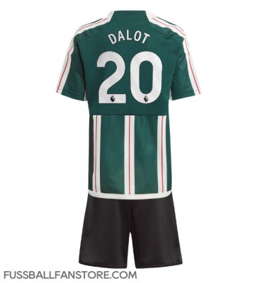 Manchester United Diogo Dalot #20 Replik Auswärtstrikot Kinder 2023-24 Kurzarm (+ Kurze Hosen)